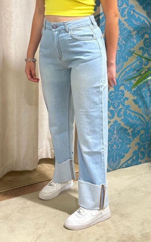 NUALY Jeans dritto con risvolto