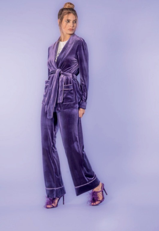 NUALY Pantalone morbido con profilo