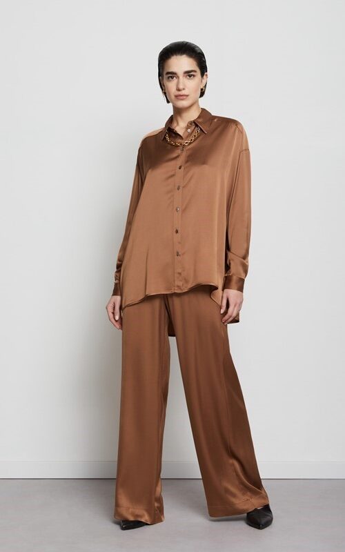 OTTOD'AME Pantalone palazzo fluido in pura viscosa