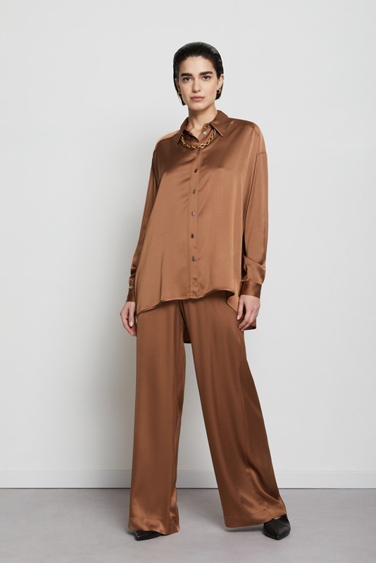 OTTOD'AME Pantalone palazzo fluido in pura viscosa