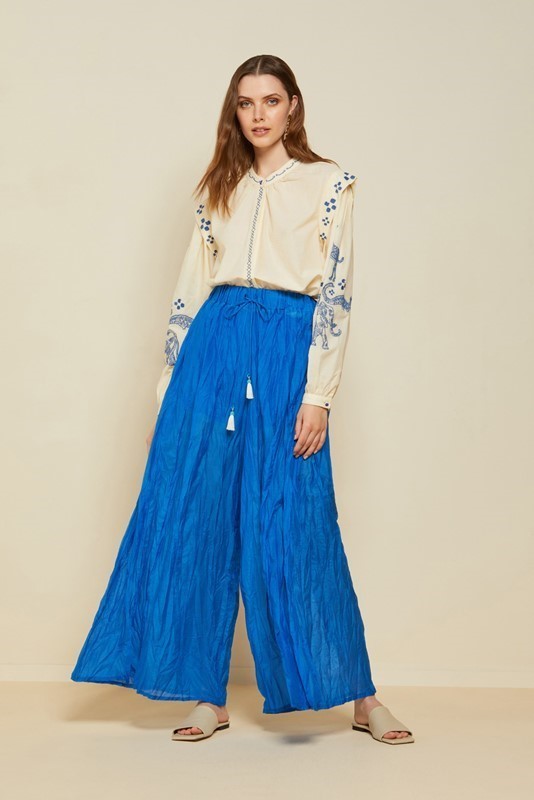 OTTOD'AME Pantalone palazzo in misto seta