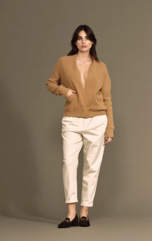 WHITE WISE Pantalone in gabardina con pinces