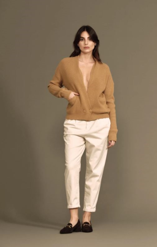 WHITE WISE Pantalone in gabardina con pinces