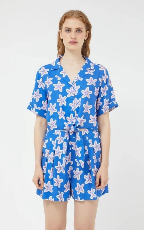COMPAGNIA FANTASTICA Camicia corta m/m con nodo sul davanti
