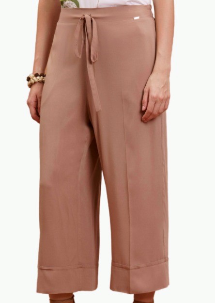 NUALY Pantalone con risvolto in viscosa