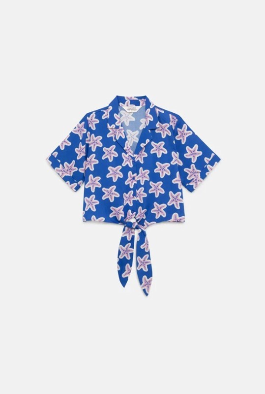 COMPAGNIA FANTASTICA Camicia corta m/m con nodo sul davanti