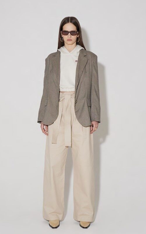 OVER-D WOMAN Pantalone largo con pence e cintura