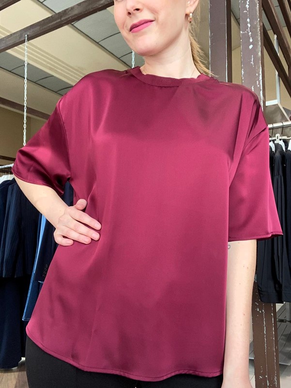 OVER-D WOMAN Maglia mezza manica in raso