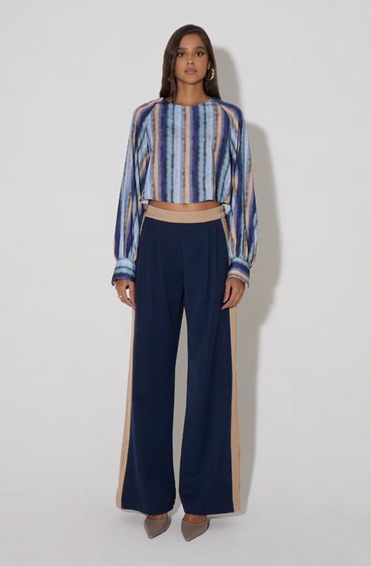 OVER-D WOMAN Pantalone a palazzo con spacchi sotto