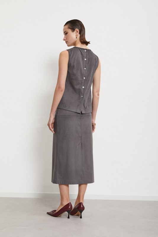 OTTOD'AME Gonna longuette effetto pelle con spacco