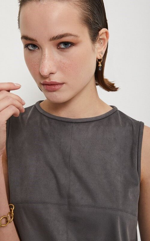 OTTOD'AME Top smanicato effetto pelle