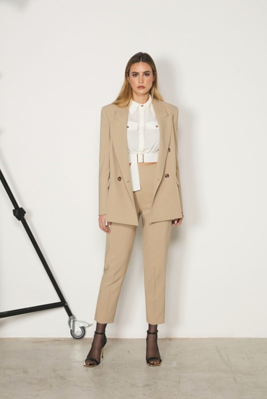 RELISH Giacca blazer doppio petto e bottoni in oro