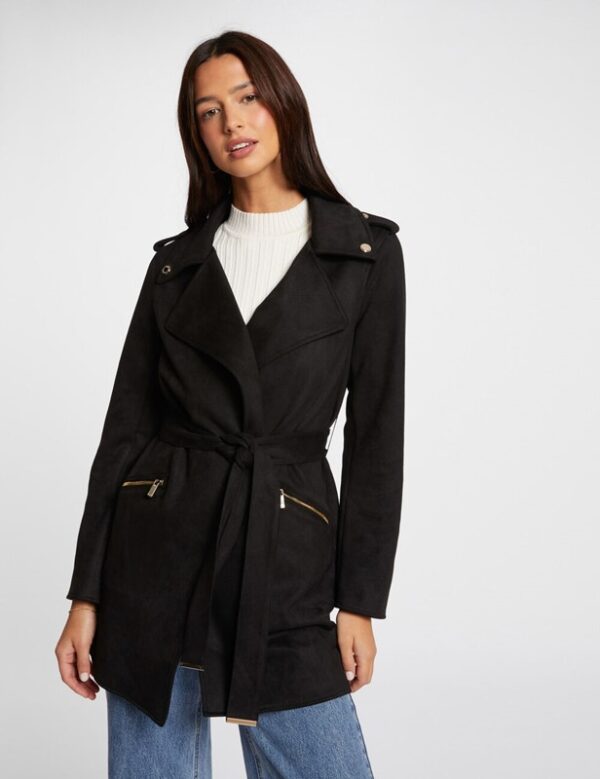 MORGAN Cappotto effetto scamosciato con cintura