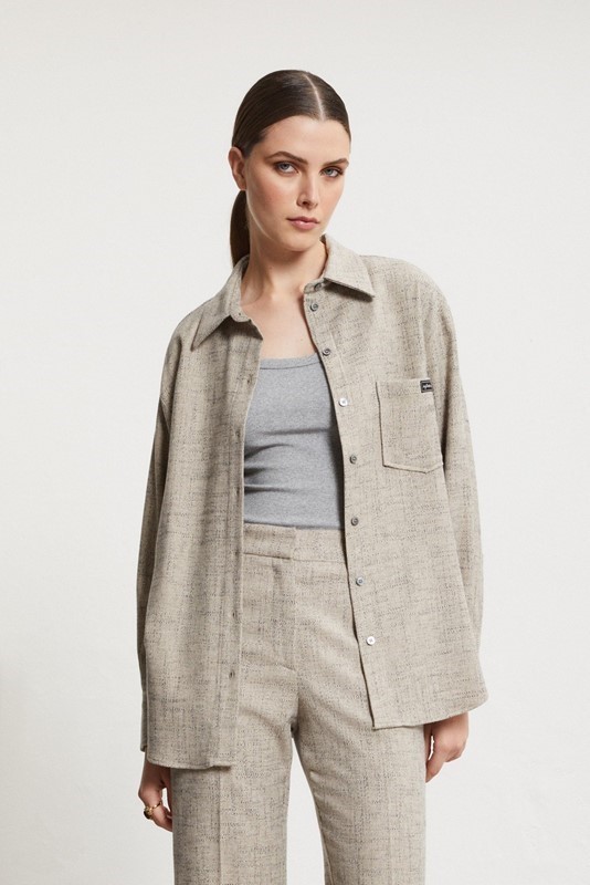 OTTOD'AME Camicia in misto lana con taschino