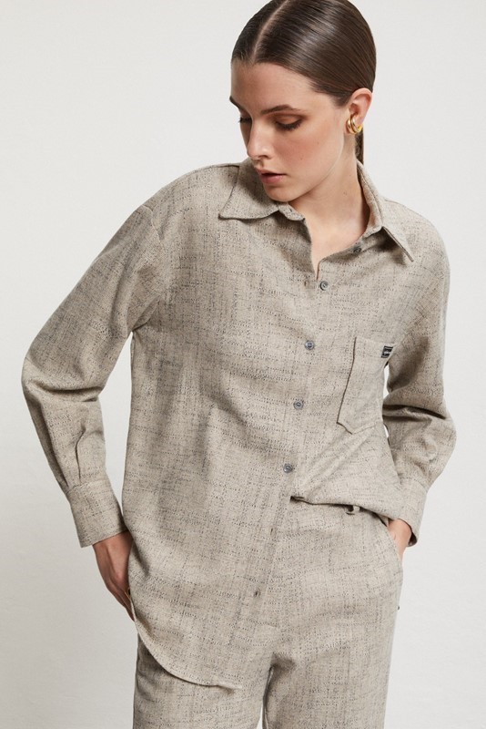 OTTOD'AME Camicia in misto lana con taschino
