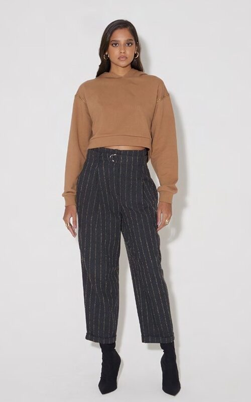 OVER-D WOMAN Pantalone a palazzo con pence e cintura
