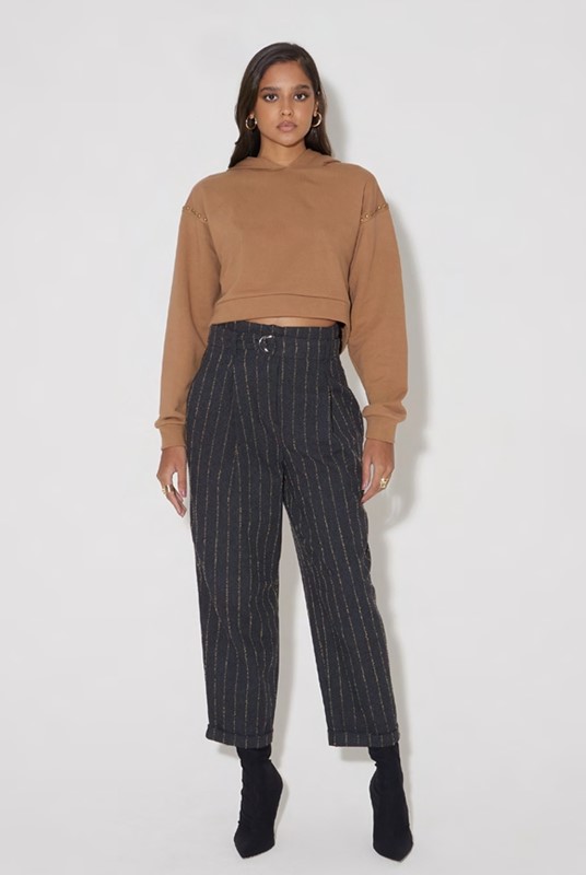 OVER-D WOMAN Pantalone a palazzo con pence e cintura