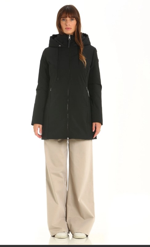 HOMEWARD Giubbotto stretch reversibile midi con cappuccio