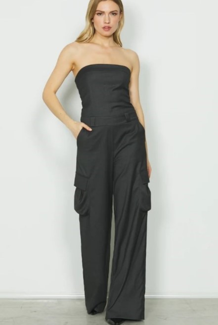 RELISH Tuta con corpetto pantalone palazzo con tasconi laterali