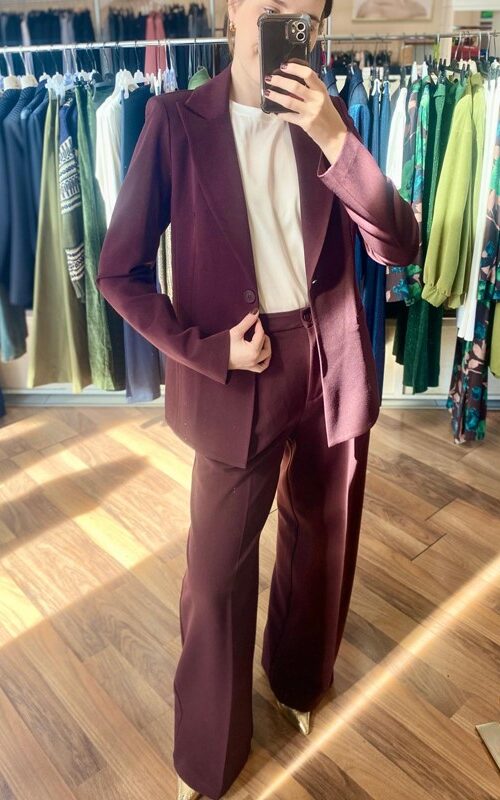 SPAGO DONNA Pantalone ampio con pence e bottone