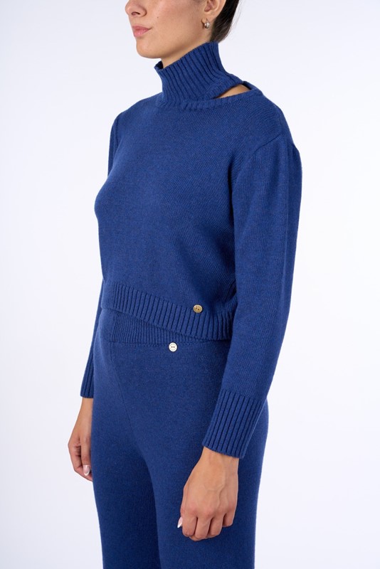 NUALY Maglia cut-out scollo