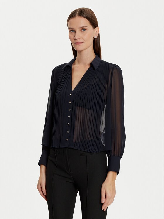 MORGAN Blusa  plisse' m/l bottoncini oro