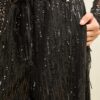 SOUVENIR Pantalone con frange in paillettes con elastico in vita