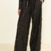 SOUVENIR Pantalone con frange in paillettes con elastico in vita