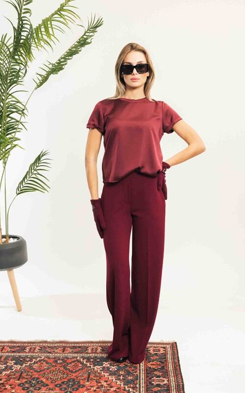 SPAGO DONNA Pantalone a palazzo con elastico dietro