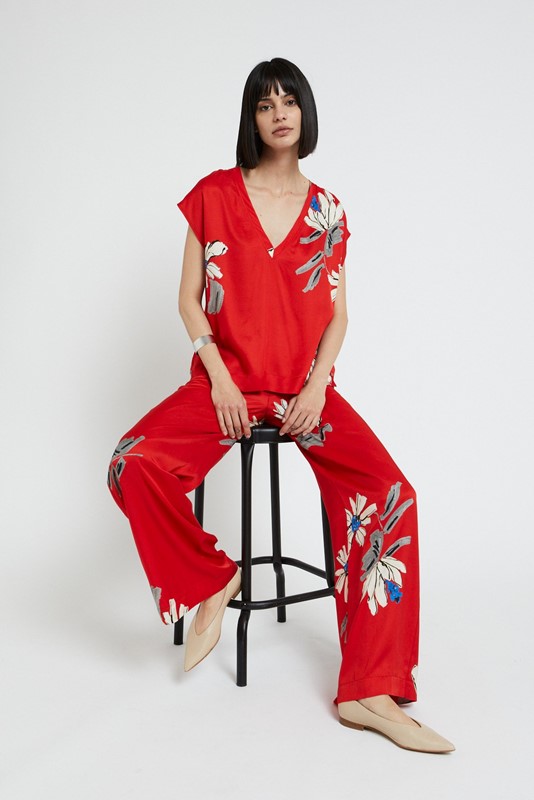 OTTOD'AME Camicia in viscosa con stampa fiore