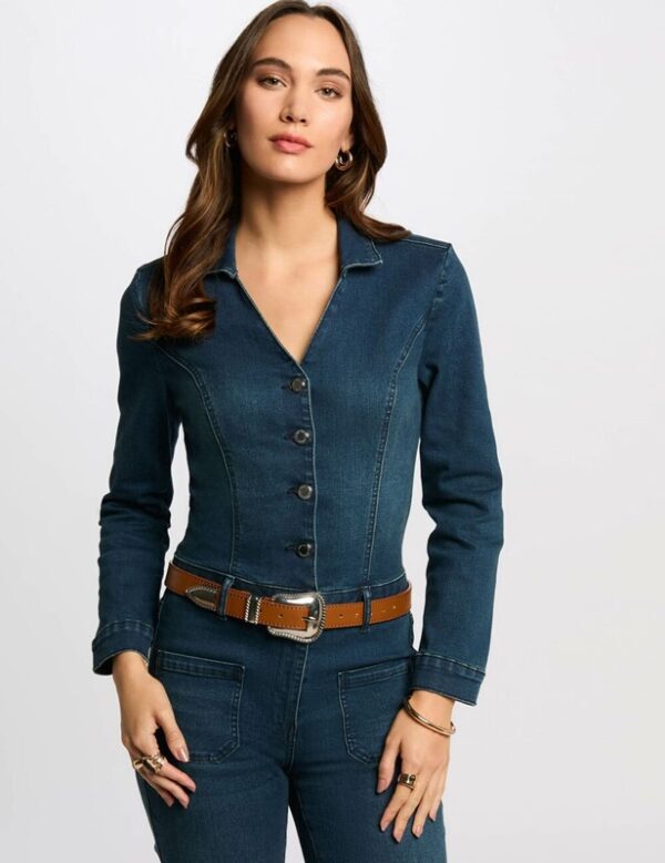 MORGAN Tuta denim a gamba larga denim grezzo