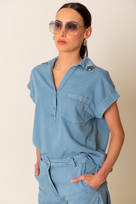 SISTE'S Camicia chambry con spilla