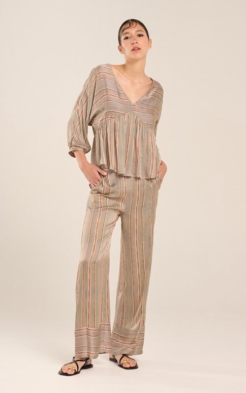 B.YU Pantalone a righe in viscosa