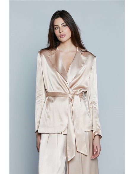 RELISH Giacca m/l con cintura effetto vestaglia