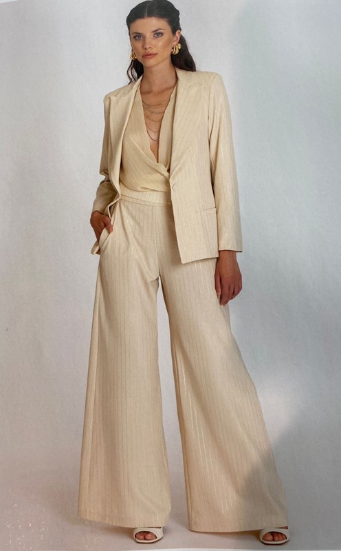 SISTE'S Pantalone ampio gessato lurex
