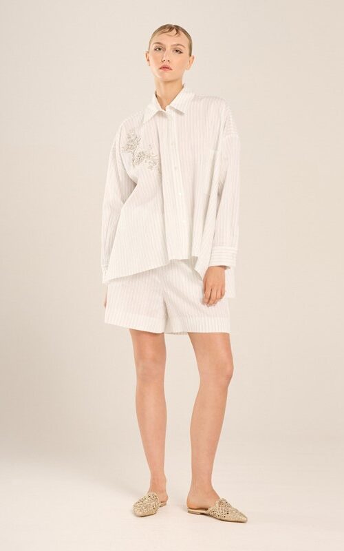 B.YU Camicia a righe con ricamo