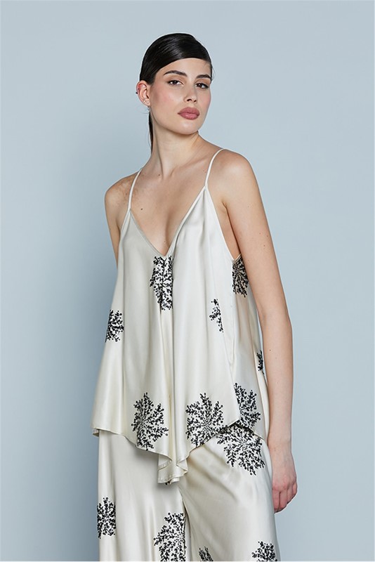 RELISH Tuta con top e pantalone a vita alta in misto viscosa