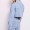 DENNY ROSE Giubbino in denim cropped con rosa in denim