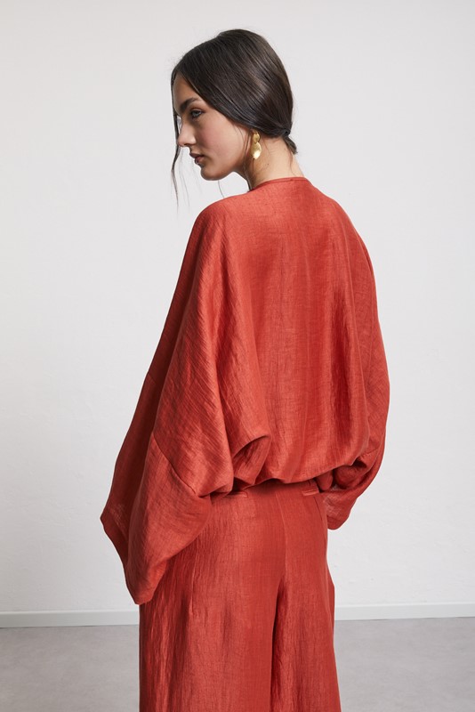 OTTOD'AME Camicia cardigan in lino satinato