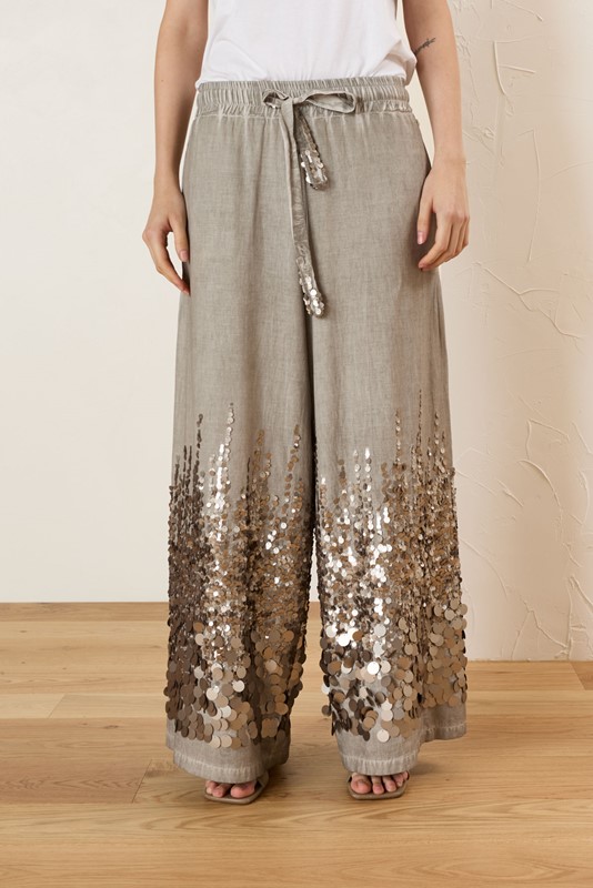 SOUVENIR Pantalone con elastico in vita e paillettes sul fondo