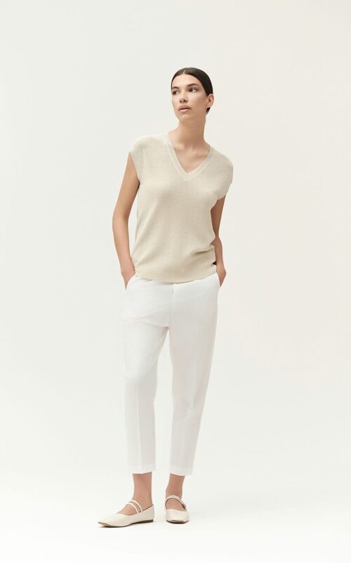 WHITE WISE Gilet scollo a v maglia inglese lurex