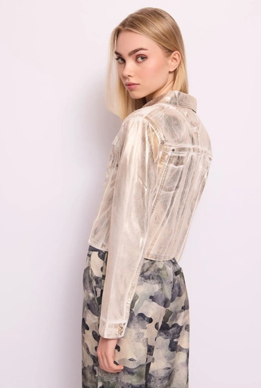 DENNY ROSE Giubbino jeans corto laminato