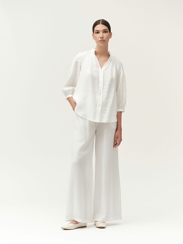 WHITE WISE Pantalone ampio con coulisse