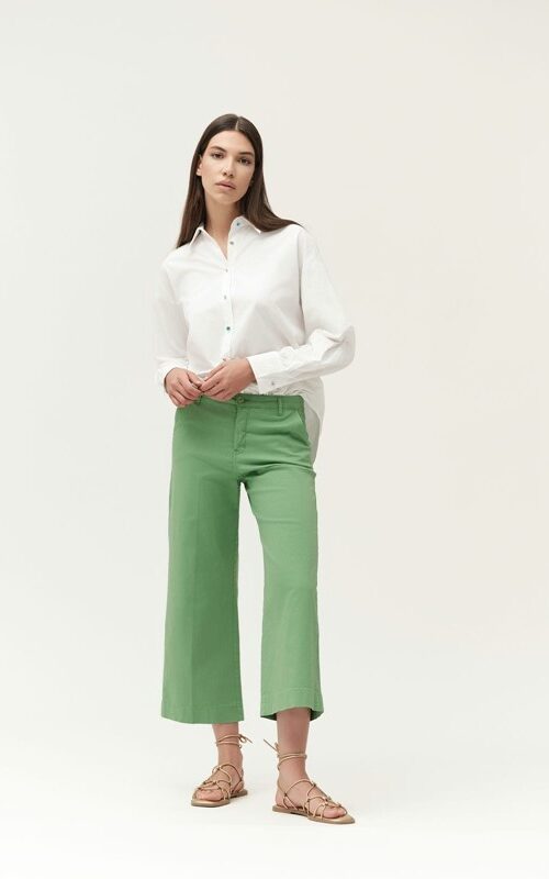 WHITE WISE Pantalone ampio tasca america
