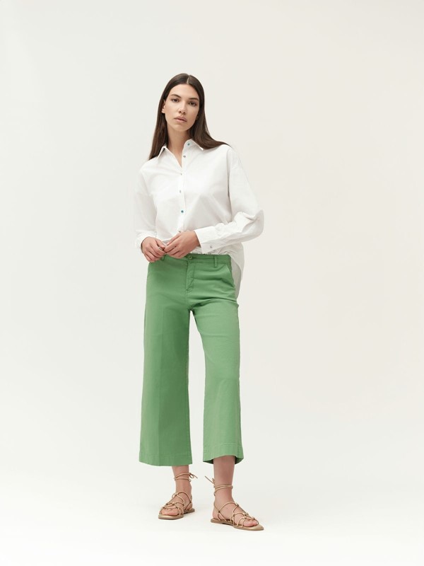 WHITE WISE Pantalone ampio tasca america