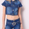 DENNY ROSE Blazer in denim con bottoni gioiello