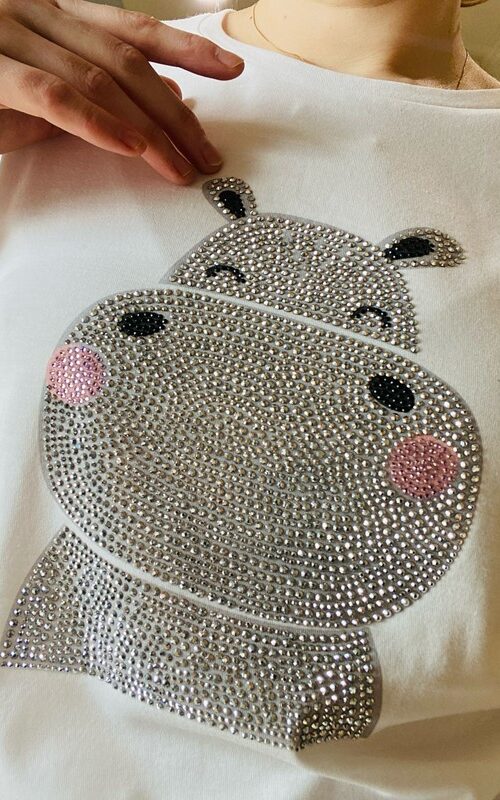 IM 70 T-shirt in cotone con disegno ippopotamo