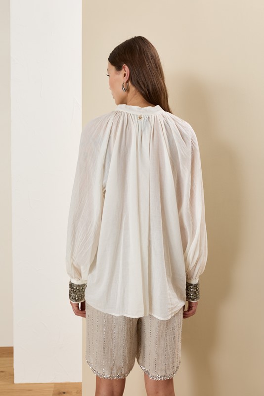 SOUVENIR Camicia girocollo ampia con dettaglio nei polsini