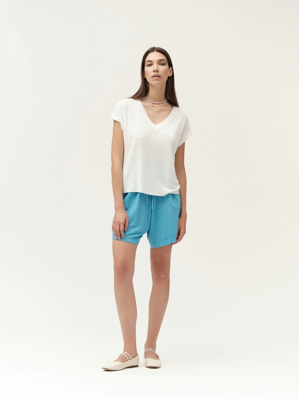 WHITE WISE Gilet in maglia scollo a v in misto lino