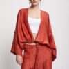 OTTOD'AME Camicia cardigan in lino satinato